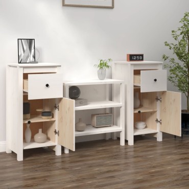 vidaXL Συρταριέρες 2 τεμ. Λευκό 40x35x80cm από Μασίφ Ξύλο Πεύκου