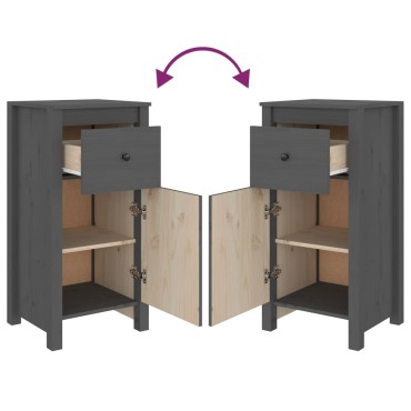 vidaXL Συρταριέρες 2 τεμ. Γκρι 40x35x80cm από Μασίφ Ξύλο Πεύκου