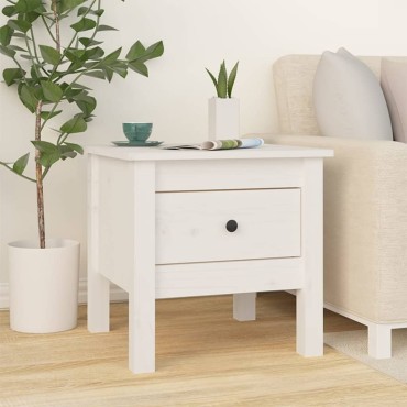 vidaXL Βοηθητικά Τραπέζια 2 τεμ. Λευκά 40x40x39cm Μασίφ Ξύλο Πεύκου