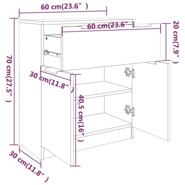 vidaXL Μπουφές Καφέ Δρυς 60x30x70cm από Επεξεργασμένο Ξύλο 1 τεμ.