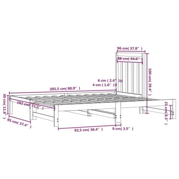 vidaXL Καναπές Κρεβάτι Συρόμενος Γκρι 2x(90x200) εκ. Μασίφ Ξύλο Πεύκου