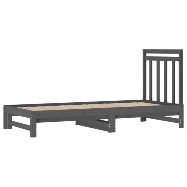 vidaXL Καναπές Κρεβάτι Συρόμενος Γκρι 2x(90x200) εκ. Μασίφ Ξύλο Πεύκου
