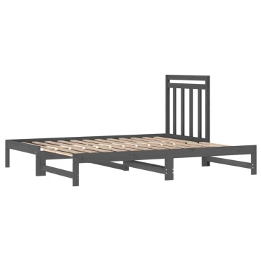 vidaXL Καναπές Κρεβάτι Συρόμενος Γκρι 2x(90x200) εκ. Μασίφ Ξύλο Πεύκου