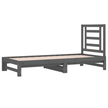 vidaXL Καναπές Κρεβάτι Συρόμενος Γκρι 2x(90x200) εκ. Μασίφ Ξύλο Πεύκου