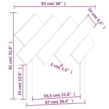 vidaXL Κεφαλάρι Κρεβατιού Λευκό 92x3x81cm από Μασίφ Ξύλο Πεύκου 1 τεμ.