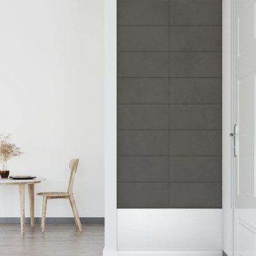 vidaXL Πάνελ Τοίχου 12 τεμ. Σκούρο Γκρι 60x30 εκ. 2,16 μ² Βελούδο