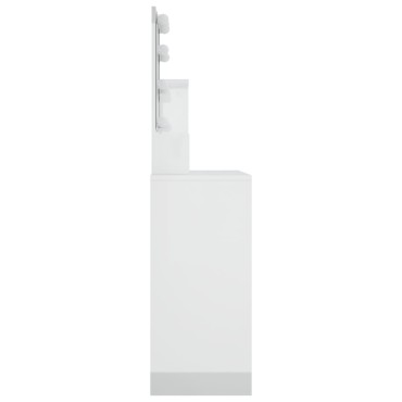 vidaXL Μπουντουάρ με LED Γυαλιστερό Λευκό 86,5x35x136cm