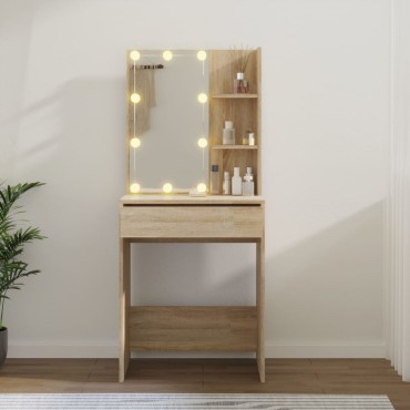 vidaXL Μπουντουάρ με LED Sonoma Δρυς 60x40x140cm