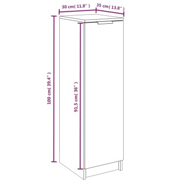 vidaXL Παπουτσοθήκη Sonoma Δρυς 30x35x100cm από Επεξεργασμένο Ξύλο 1 τεμ.