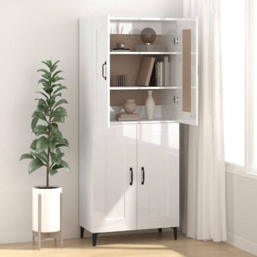 vidaXL Ντουλάπι Γυαλιστερό Λευκό 69,5x34x90cm Επεξεργασμένο Ξύλο 1 τεμ.