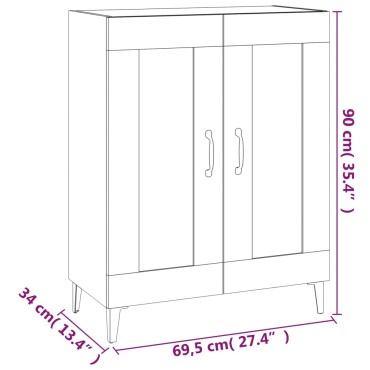 vidaXL Ντουλάπι Γυαλιστερό Λευκό 69,5x34x90cm Επεξεργασμένο Ξύλο 1 τεμ.