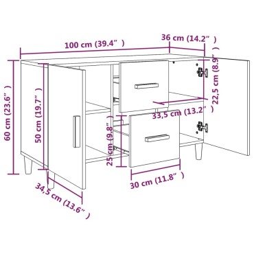 vidaXL Ντουλάπι Μαύρο 100x36x60cm από Επεξεργασμένο Ξύλο 1 τεμ.