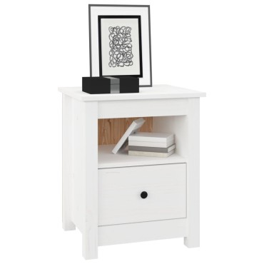 vidaXL Κομοδίνα 2 τεμ. Λευκά 40x35x49cm από Μασίφ Ξύλο Πεύκου