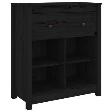 vidaXL Συρταριέρα Μαύρος 70x35x80cm από Μασίφ Ξύλο Πεύκου 1 τεμ.