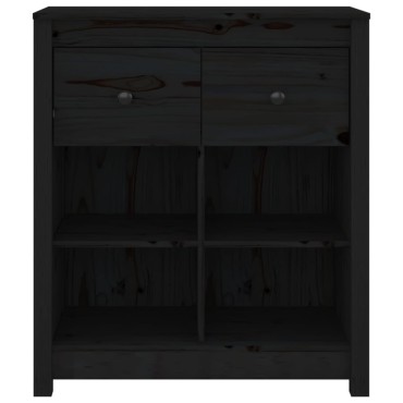 vidaXL Συρταριέρα Μαύρος 70x35x80cm από Μασίφ Ξύλο Πεύκου 1 τεμ.