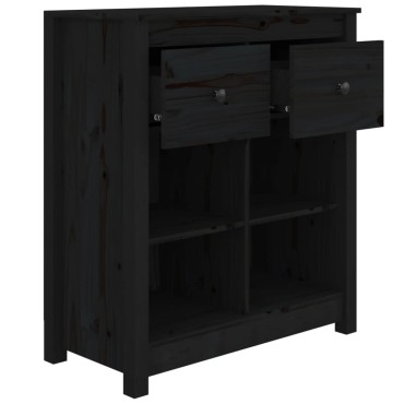 vidaXL Συρταριέρα Μαύρος 70x35x80cm από Μασίφ Ξύλο Πεύκου 1 τεμ.