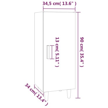 vidaXL Ντουλάπι Γκρι Σκυροδέματος 34,5x34x90cm Επεξεργασμένο Ξύλο 1 τεμ.
