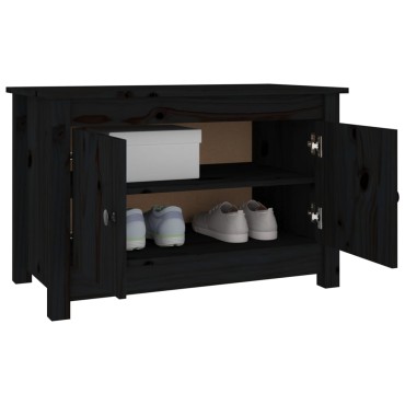 vidaXL Παπουτσοθήκη Μαύρη 70x38x45,5cm από Μασίφ Ξύλο Πεύκου