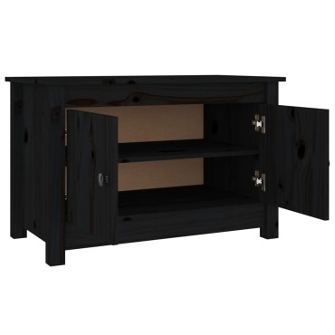 vidaXL Παπουτσοθήκη Μαύρη 70x38x45,5cm από Μασίφ Ξύλο Πεύκου