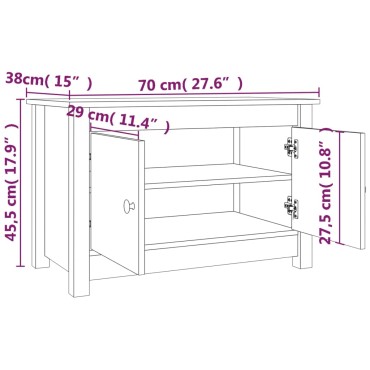 vidaXL Παπουτσοθήκη Μαύρη 70x38x45,5cm από Μασίφ Ξύλο Πεύκου