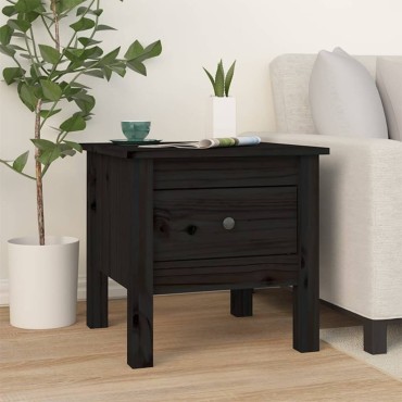 vidaXL Βοηθητικά Τραπέζια 2 τεμ. Μαύρος 40x40x39cm Μασίφ Ξύλο Πεύκου