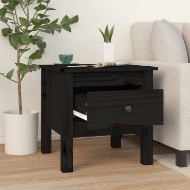 vidaXL Βοηθητικά Τραπέζια 2 τεμ. Μαύρος 40x40x39cm Μασίφ Ξύλο Πεύκου