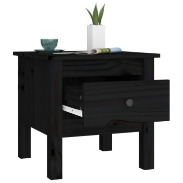 vidaXL Βοηθητικά Τραπέζια 2 τεμ. Μαύρος 40x40x39cm Μασίφ Ξύλο Πεύκου
