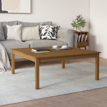 vidaXL Τραπεζάκι Σαλονιού Καφέ Μελί 100x100x40cm Μασίφ Ξύλο Πεύκου 1 τεμ.