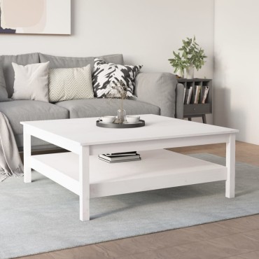 vidaXL Τραπεζάκι Σαλονιού Λευκό 100x100x40cm από Μασίφ Ξύλο Πεύκου 1 τεμ.