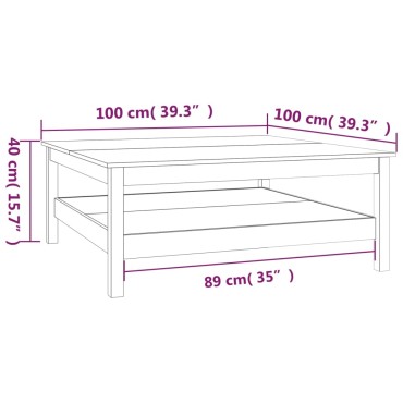 vidaXL Τραπεζάκι Σαλονιού Λευκό 100x100x40cm από Μασίφ Ξύλο Πεύκου 1 τεμ.