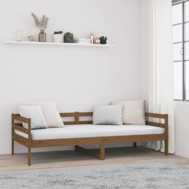 vidaXL Καναπές Κρεβάτι Καφέ Μελί 90 x 190 εκ. από Μασίφ Ξύλο Πεύκου