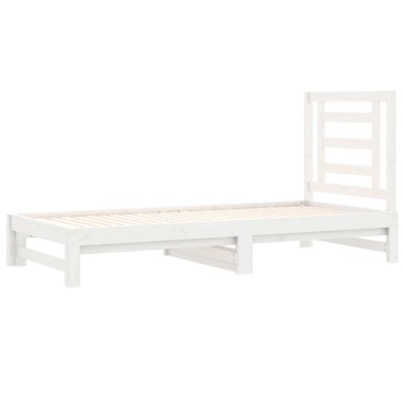 vidaXL Καναπές Κρεβάτι Συρόμενος Λευκός 2x(90x190)cm από Μασίφ Πεύκο 1 τεμ. - Μονό