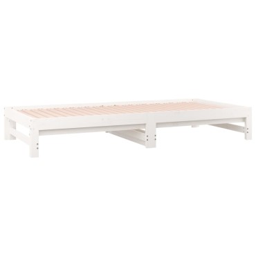 vidaXL Καναπές Κρεβάτι Συρόμενος Λευκός 2x(90x190)cm από Μασίφ Πεύκο 1 τεμ. - Μονό