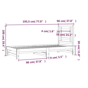vidaXL Καναπές Κρεβάτι Συρόμενος Λευκός 2x(90x190)cm από Μασίφ Πεύκο 1 τεμ. - Μονό
