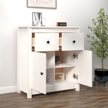 vidaXL Συρταριέρα Λευκή 70x35x80cm από Μασίφ Ξύλο Πεύκου 1 τεμ.