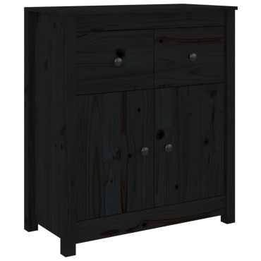 vidaXL Συρταριέρα Μαύρος 70x35x80cm από Μασίφ Ξύλο Πεύκου 1 τεμ.