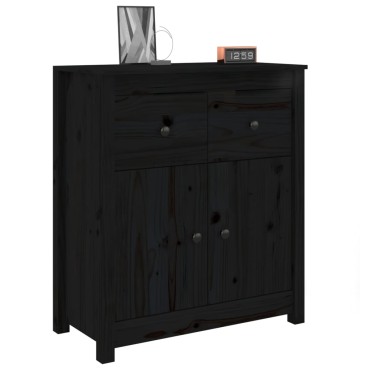 vidaXL Συρταριέρα Μαύρος 70x35x80cm από Μασίφ Ξύλο Πεύκου 1 τεμ.
