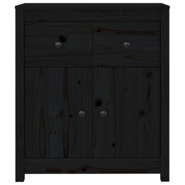 vidaXL Συρταριέρα Μαύρος 70x35x80cm από Μασίφ Ξύλο Πεύκου 1 τεμ.