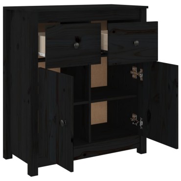 vidaXL Συρταριέρα Μαύρος 70x35x80cm από Μασίφ Ξύλο Πεύκου 1 τεμ.