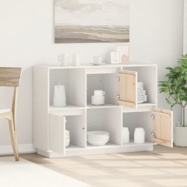 vidaXL Ντουλάπι Λευκό 110,5x35x80cm από Μασίφ Ξύλο Πεύκου 1 τεμ.
