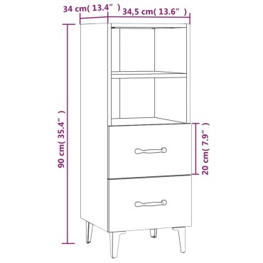 vidaXL Ντουλάπι Γκρι Sonoma 34,5x34x90cm από Επεξεργασμένο Ξύλο 1 τεμ.