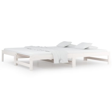 vidaXL Καναπές Κρεβάτι Συρόμενος Λευκός 2x(90x190)cm από Μασίφ Πεύκο 1 τεμ. - Μονό