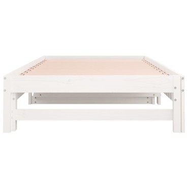 vidaXL Καναπές Κρεβάτι Συρόμενος Λευκός 2x(90x190)cm από Μασίφ Πεύκο 1 τεμ. - Μονό