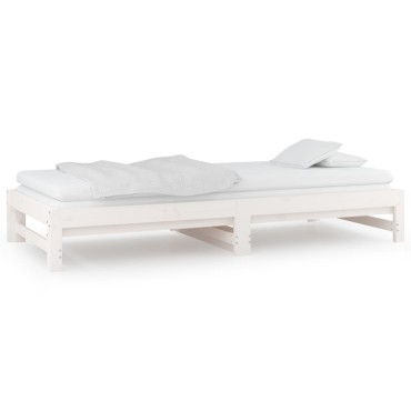 vidaXL Καναπές Κρεβάτι Συρόμενος Λευκός 2x(90x190)cm από Μασίφ Πεύκο 1 τεμ. - Μονό