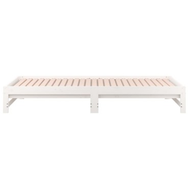 vidaXL Καναπές Κρεβάτι Συρόμενος Λευκός 2x(90x190)cm από Μασίφ Πεύκο 1 τεμ. - Μονό