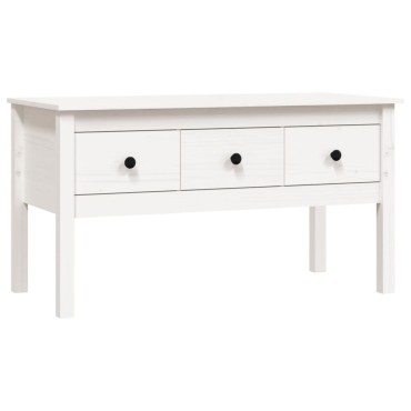 vidaXL Τραπεζάκι Σαλονιού Λευκό 102x49x55cm από Μασίφ Ξύλο Πεύκου 1 τεμ.