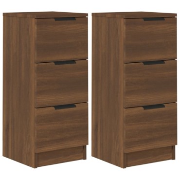 vidaXL Συρταριέρες 2 τεμ. Καφέ Δρυς 30x30x70cm Επεξεργασμένο Ξύλο