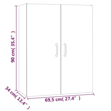 vidaXL Ντουλάπι Κρεμαστό Sonoma Δρυς 69,5x34x90cm Επεξεργασμένο Ξύλο 1 τεμ.