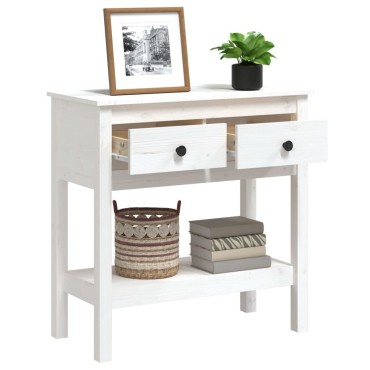 vidaXL Τραπέζι Κονσόλα Λευκό 75x35x75cm από Μασίφ Ξύλο Πεύκου 1 τεμ.