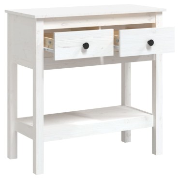 vidaXL Τραπέζι Κονσόλα Λευκό 75x35x75cm από Μασίφ Ξύλο Πεύκου 1 τεμ.